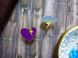 Storm Heart with Glitter Lightning Bolt Pin Storm Heart with Glitter Lightning Bolt Pin
