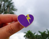 Storm Heart with Glitter Lightning Bolt Pin Storm Heart with Glitter Lightning Bolt Pin