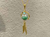 Green Magic Materia Glass Orb Pendant Necklace